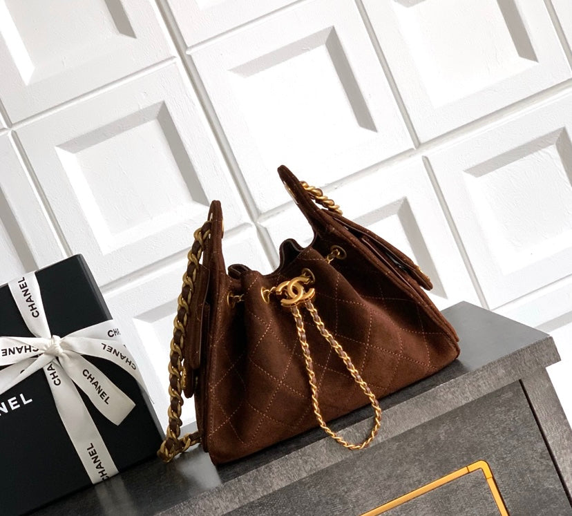 Chanel 19 Large Flap Bag – Brown Suede with Gold-Tone Hardware