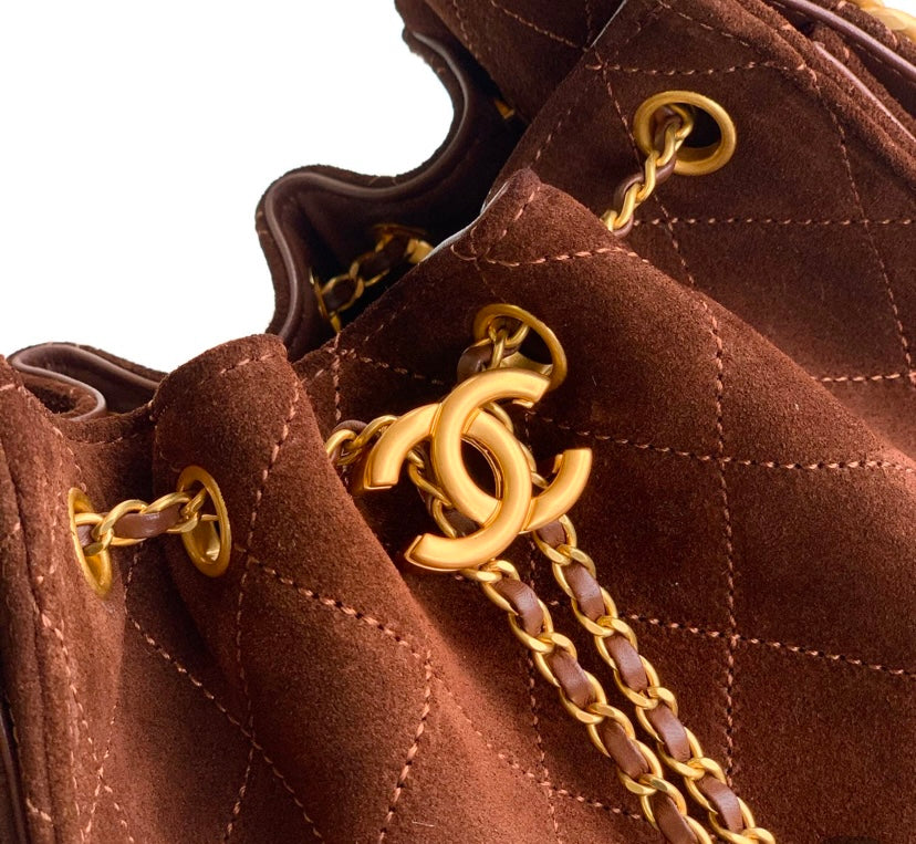 Chanel 19 Large Flap Bag – Brown Suede with Gold-Tone Hardware