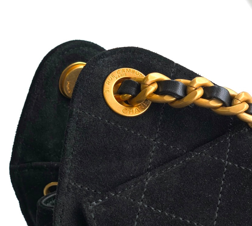 Chanel 19 Large Flap Bag – Black Velvet with Gold-Tone Hardware